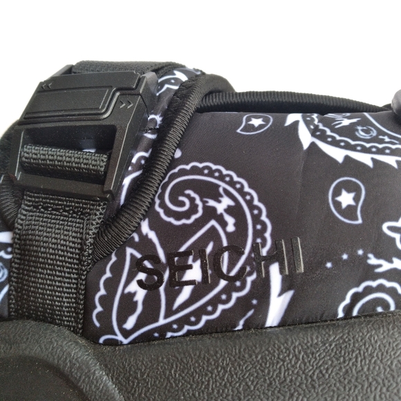 🆕️Seichi Yoroi Luxury Street Slide Sandals Paisley BlackWhite Men's 10- Ru… - Picture 4 of 11